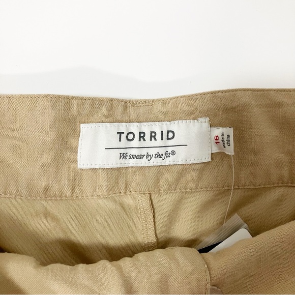 Torrid | Tan Linen Chino Shorts 16 - Picture 4 of 6